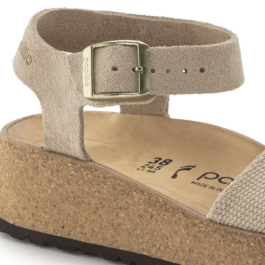 Birkenstock Glenda Suede Leather Textile Sandcastle